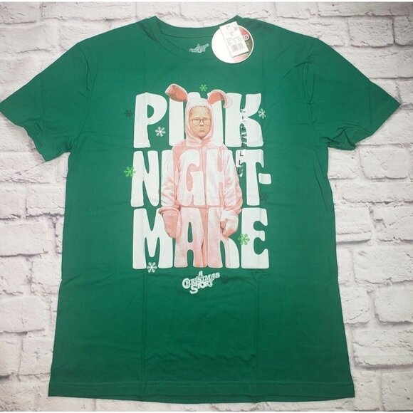 A Christmas Story Pink Nightmare Short Sleeve T Shirt Green -Adult Large - Picture 1 of 4